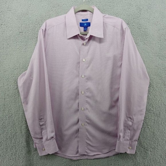 Egara Shirt Mens Large Purple Micro Check Non-Iron Button Up Long Sleeve Classic - Picture 1 of 9